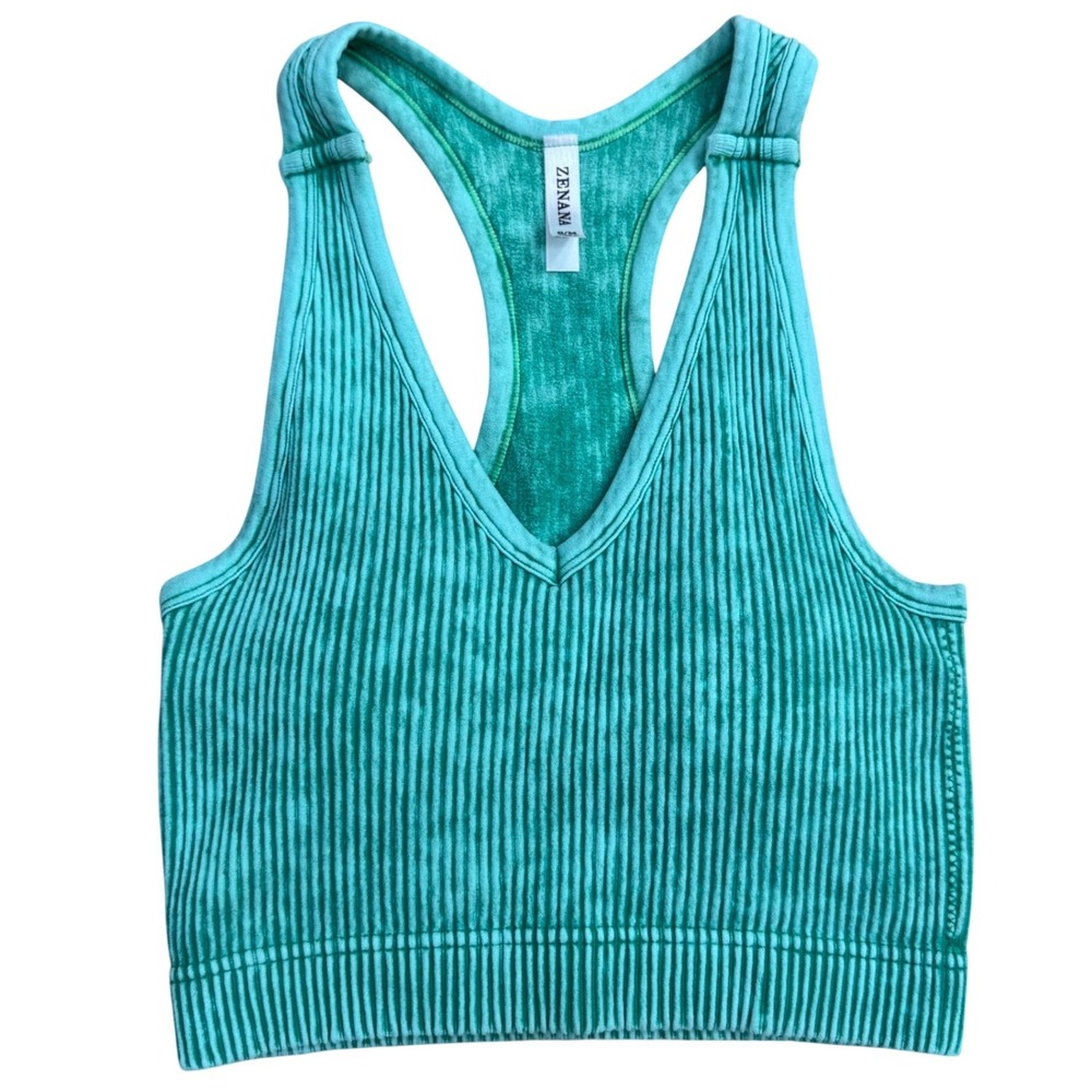 Zenana (Green) Ribbed Padded Tank Women S/M